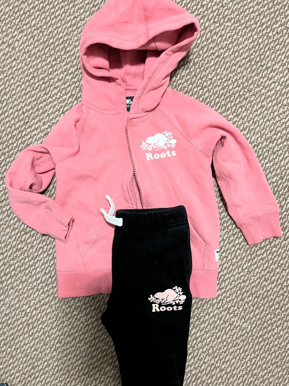 Girls 3T Roots Pink Hoodie with Black Sweatpants - Logo Set